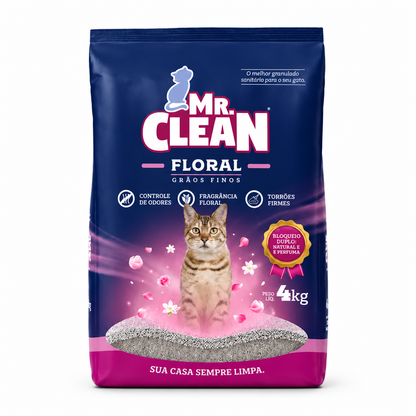 Areia Higiênica para Gatos Mr. Clean Floral 4kg