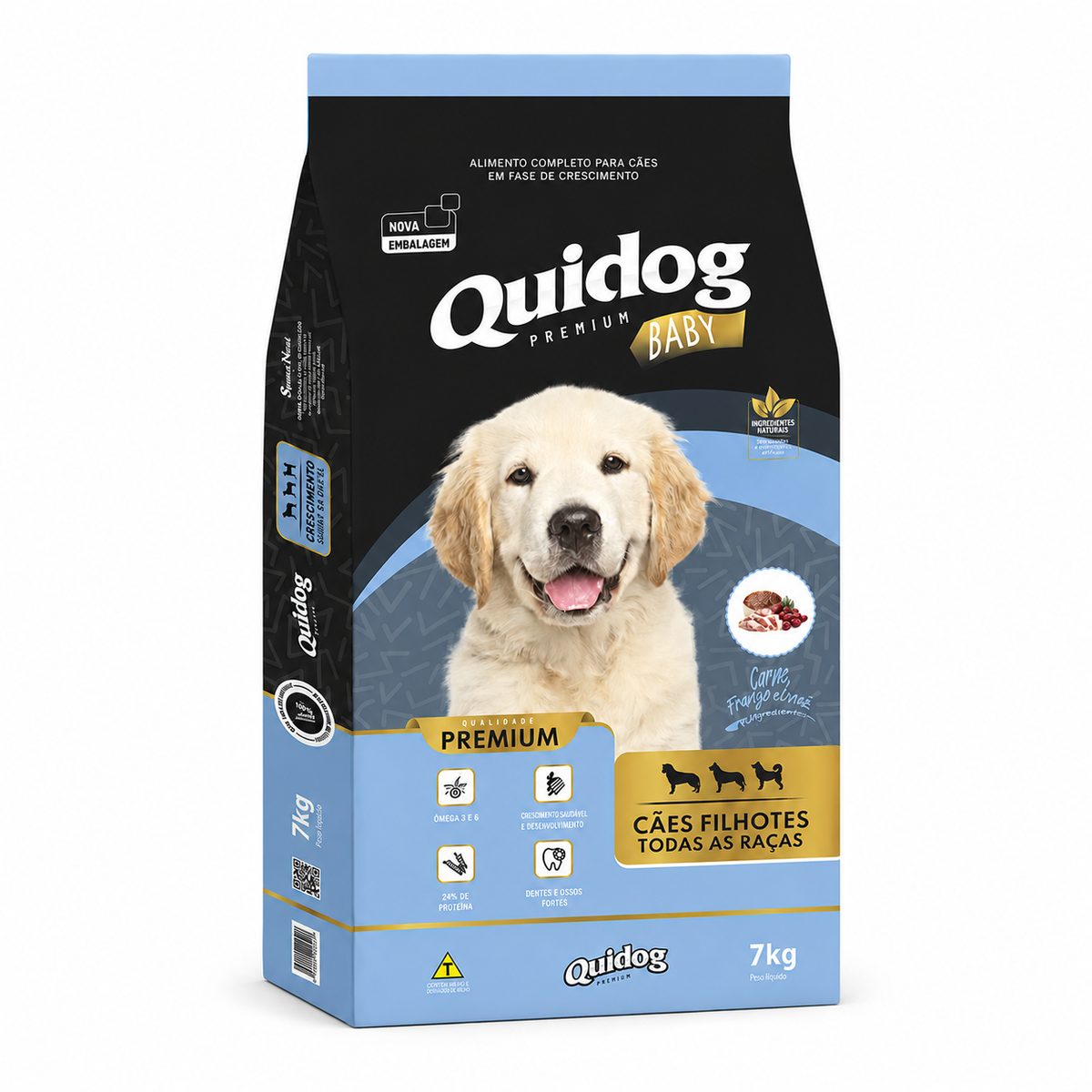 Ração Premium Quidog Baby 7kg Cachorro Filhote Sabor Carne Para Crescimento Saudável