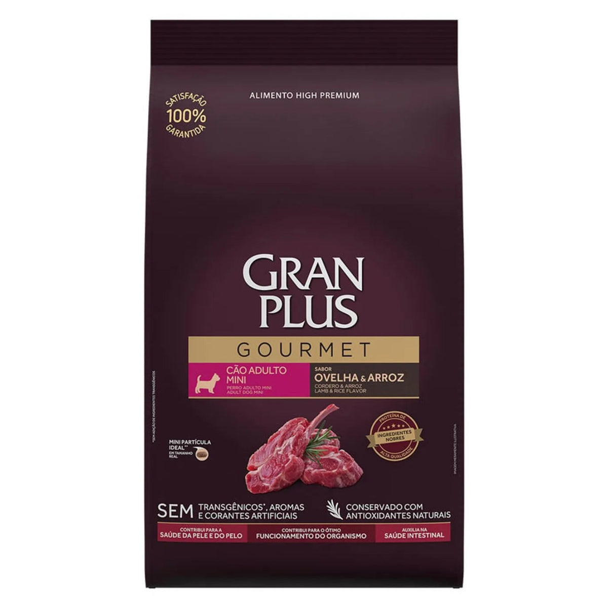 Racao Gran Plus Gourmet Cães Adultos Raças Mini e Pequeno Ovelha e Arroz 15kg