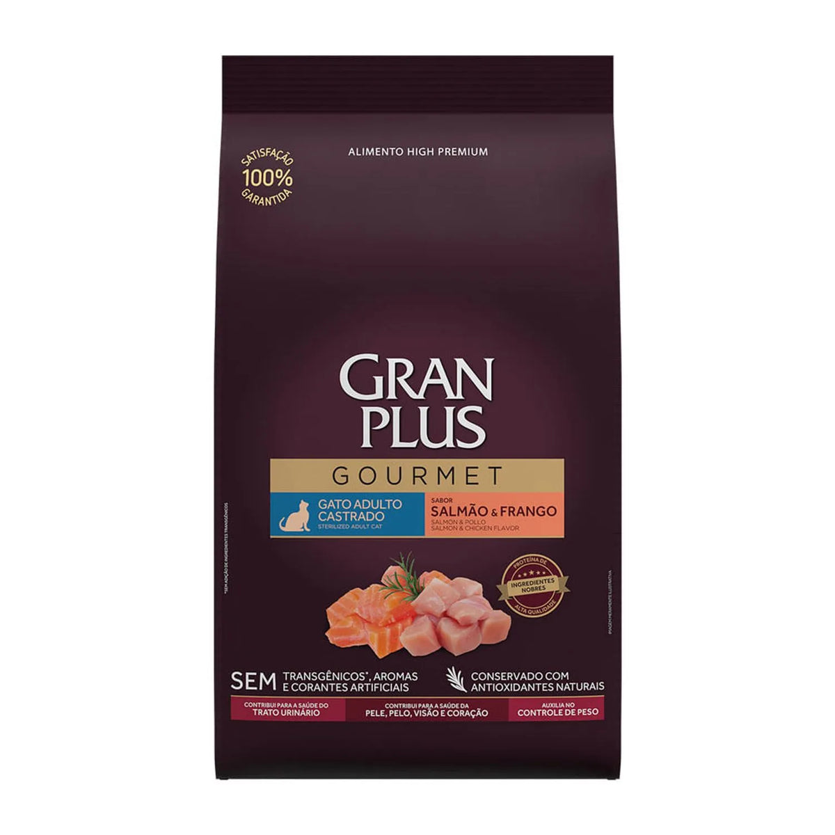 Ração Gran Plus Gourmet Gatos Castrados Sabor Salmão e Frango 10,1kg