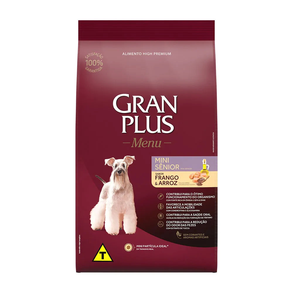 Racao Gran Plus Menu Cães Senior Raças Mini e Pequeno Frango e Arroz 10,1kg