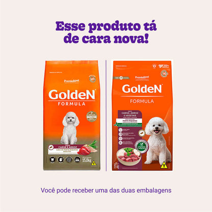 Ração Golden Fórmula Cães Adultos Raças Pequenas Carne e Arroz Mini Bits 15kg